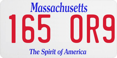 MA license plate 165OR9