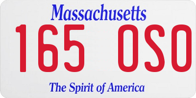 MA license plate 165OS0
