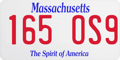 MA license plate 165OS9