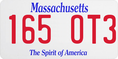 MA license plate 165OT3
