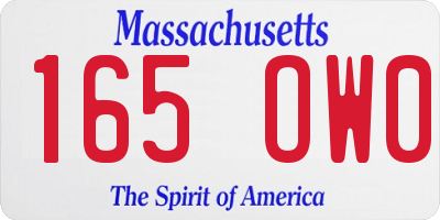 MA license plate 165OW0