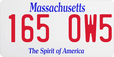 MA license plate 165OW5