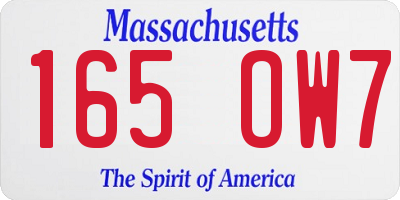 MA license plate 165OW7