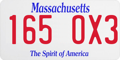 MA license plate 165OX3