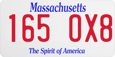 MA license plate 165OX8