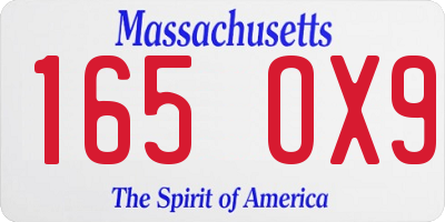 MA license plate 165OX9