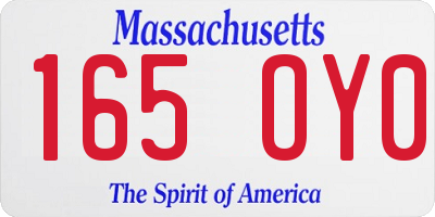 MA license plate 165OY0