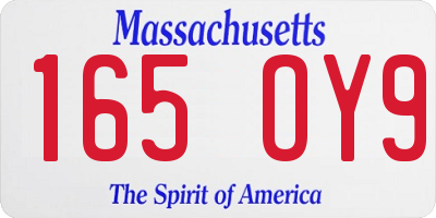 MA license plate 165OY9