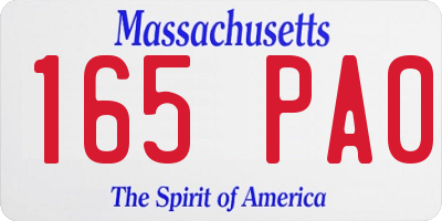 MA license plate 165PA0