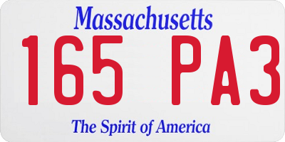 MA license plate 165PA3