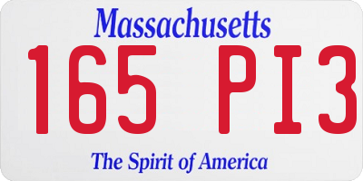 MA license plate 165PI3