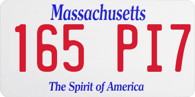 MA license plate 165PI7