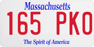 MA license plate 165PK0