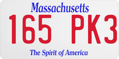 MA license plate 165PK3