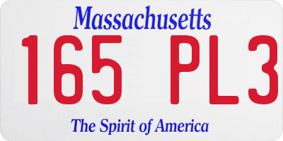MA license plate 165PL3