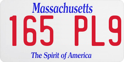 MA license plate 165PL9