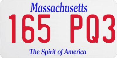 MA license plate 165PQ3