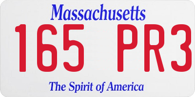 MA license plate 165PR3