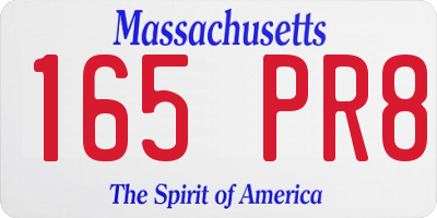 MA license plate 165PR8