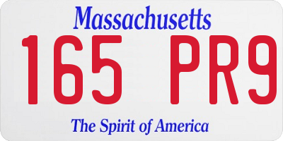 MA license plate 165PR9