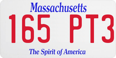 MA license plate 165PT3