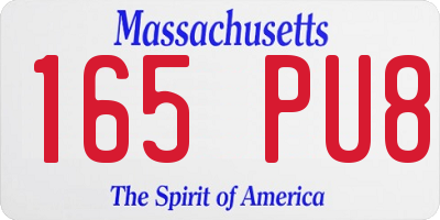MA license plate 165PU8