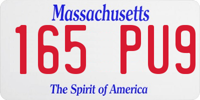 MA license plate 165PU9