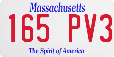 MA license plate 165PV3