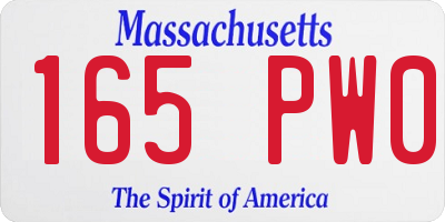 MA license plate 165PW0