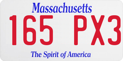 MA license plate 165PX3
