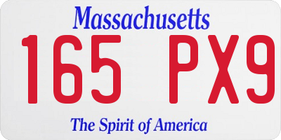 MA license plate 165PX9