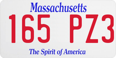 MA license plate 165PZ3