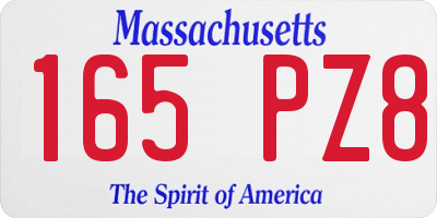 MA license plate 165PZ8