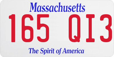 MA license plate 165QI3