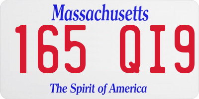 MA license plate 165QI9