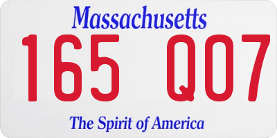 MA license plate 165QO7
