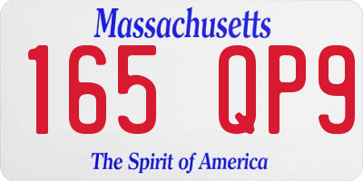 MA license plate 165QP9