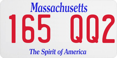 MA license plate 165QQ2