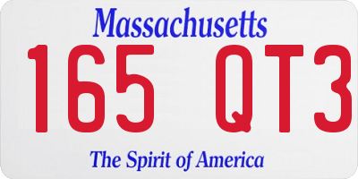 MA license plate 165QT3