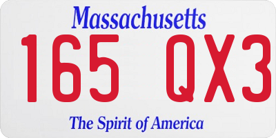 MA license plate 165QX3