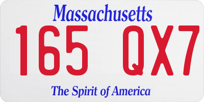 MA license plate 165QX7