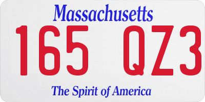 MA license plate 165QZ3