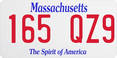 MA license plate 165QZ9