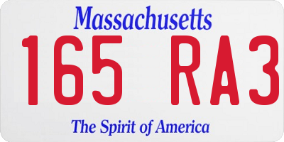 MA license plate 165RA3