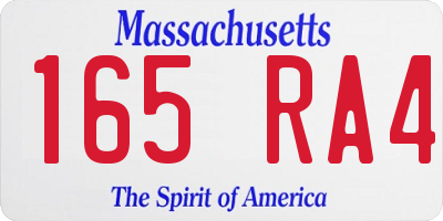 MA license plate 165RA4