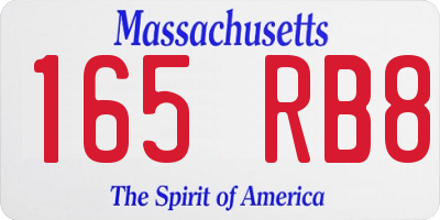 MA license plate 165RB8