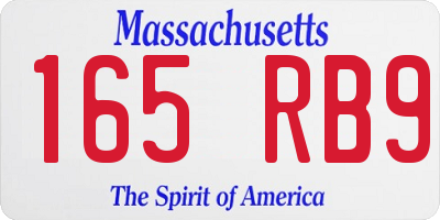 MA license plate 165RB9