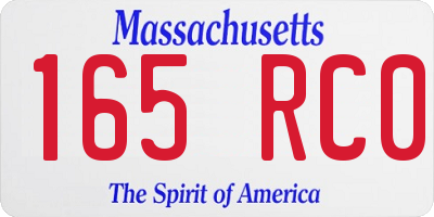 MA license plate 165RC0