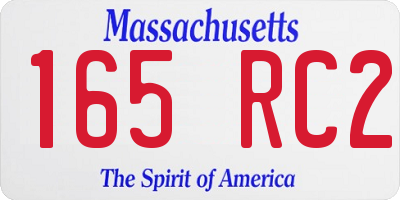 MA license plate 165RC2