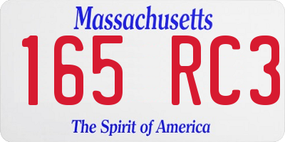 MA license plate 165RC3